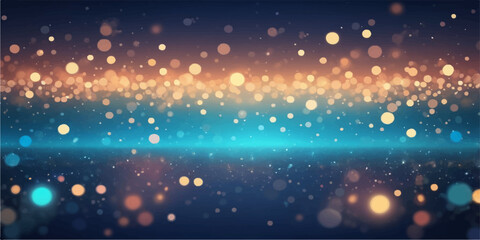 Bright Christmas lights glow like shining stars in the winter night, creating a festive blue bokeh pattern against a snowy holiday design © nur