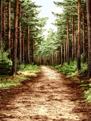 Fototapeta premium Path Through a Pine Forest.