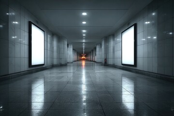 Empty underground tunnel