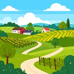 Fototapeta premium Colorful rural landscape scene