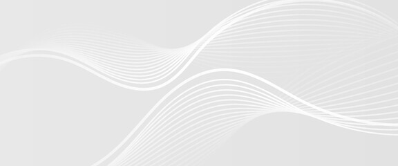 Minimal abstract vector with flowing white curved lines over soft gray gradient, ideal for modern, tech, business, or clean design concepts.