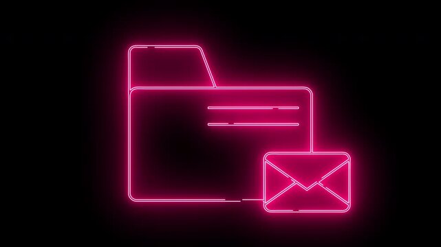 folder icons and message icons with neon effects