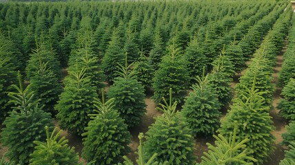 Vast evergreen tree plantation ready for holiday season harvest
