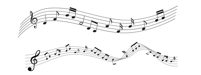 Music Note Wave Vector Design for Logo and Creative Art