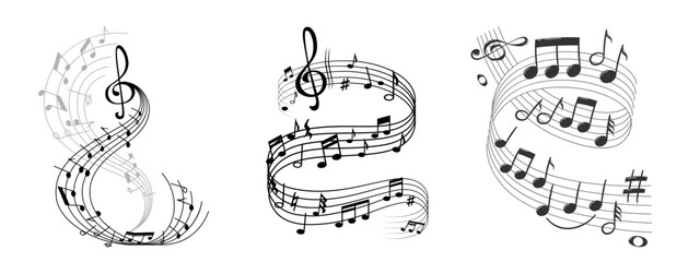 Music Note Wave Vector Design for Logo and Creative Art