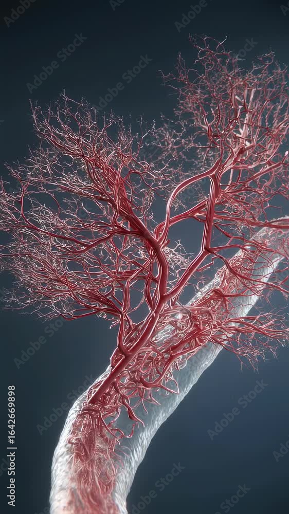Poster medical simulation showing realtime fragmentation of thrombus and emboli lodgment within lung vascul