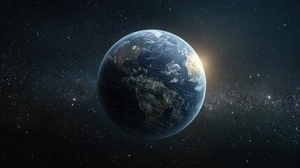 Stunning Earth View in Space with Starry Background and Twilight Glow