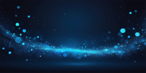 Obraz premium An abstract blue space with glowing stars and particles