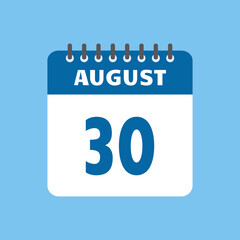 august 30 calendar icon Vector page month design