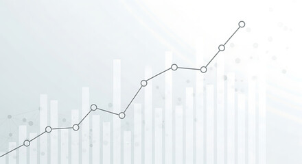 Line graph showing an upward trend in business and finance isolated on white background
