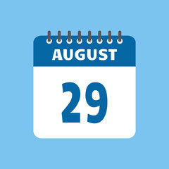 august 29 calendar icon Vector page month design