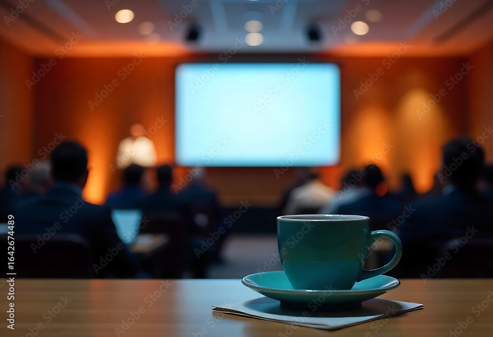 Poster generative ai a coffee break before the business presentation event with audience sitting in a