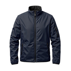 Dark navy blue jacket with zipper and pockets.