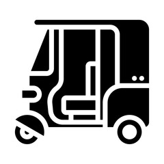 black rickshaw glyph icon vector