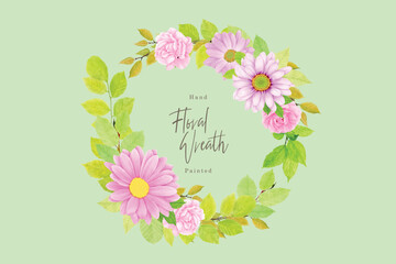 watercolor CHRYSANTHEMUM  wreath card set 