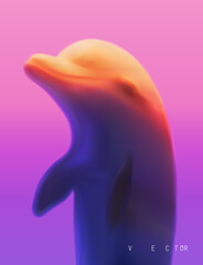 A blurry profile of a dolphin against a bright background.