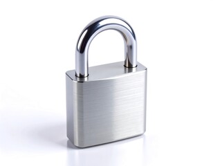 Naklejka premium Shiny metal padlock on white