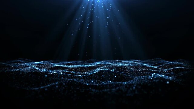 Fond videos 4K avec effet lumineux Blue Dynamic Fantasy Particle Wave
