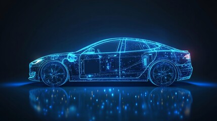 Fototapeta premium Abstract electric vehicle blueprint, technology driving innovative future mobility