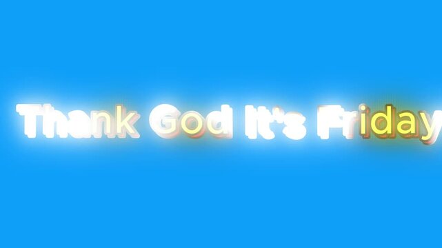 animation Thank god its friday phrase on blue background suitable for social media posts, blog graphics, and fridaythemed content. Great for celebrating weekends.