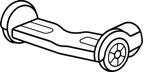 Hoverboard outline vector illustration, line art