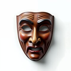 Traditional Commedia dell’Arte Leather Mask Top View White Background