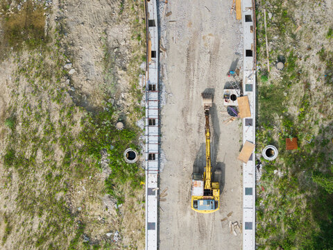 New town infrastructure development aerial view