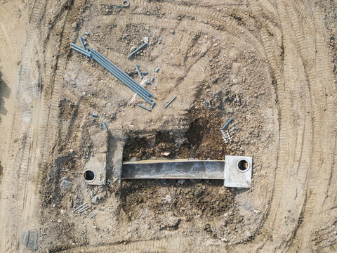 New town infrastructure groundwork aerial view