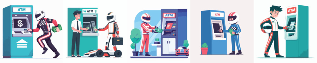 racer vector taking money from atm