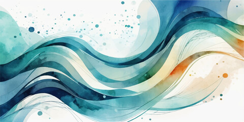 Abstract blue water waves and flowing lines create a serene vector art design for a light-filled ocean backdrop