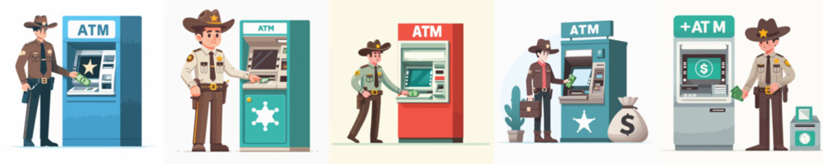 sheriff vector taking money from atm