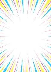 集中線の背景、漫画表現、フレーム、ポップなカラー、縦向き