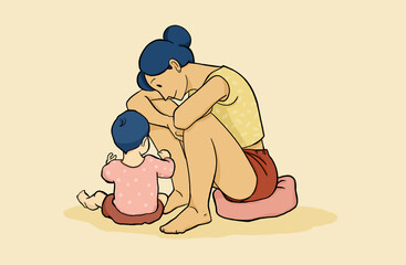 Mother and child bonding in quiet reflection