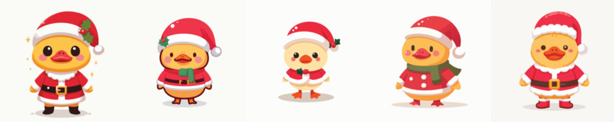 cute duck vector in Christmas costume