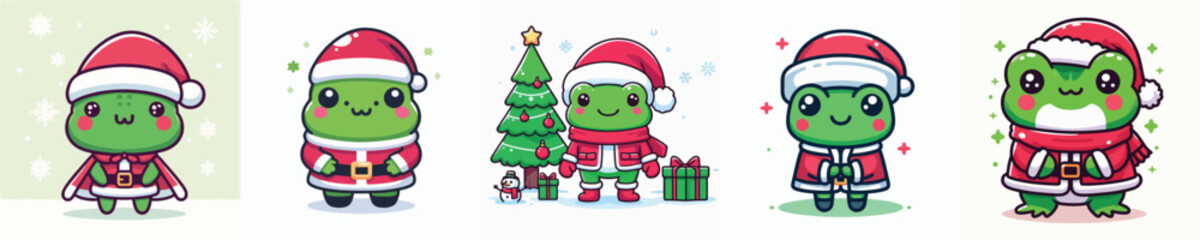 cute frog vector in Christmas costume