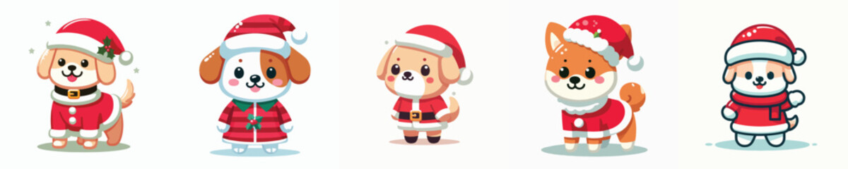 cute dog vector in Christmas costume