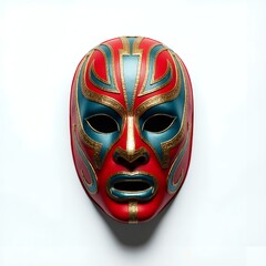 Colorful Mexican Lucha Libre Wrestling Mask Overhead on White