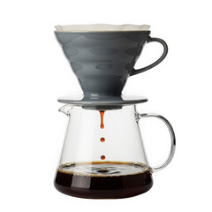 Pour over coffee dripper with glass carafe isolated on transparent background