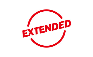 EXTENDED - EXTENDED text written on Red Rubber Stamp 
