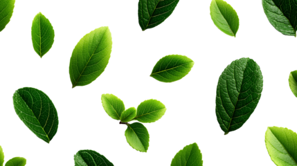 Green Leaves Pattern isolated on transparent background