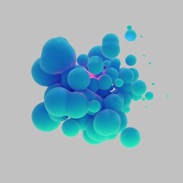 Colorful Organic Bubble Form in Cyan and Fuchsia on Neutral Background