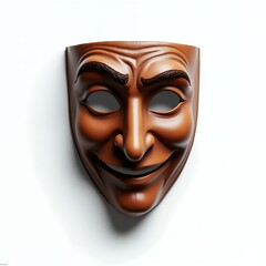 Traditional Commedia dell’Arte Leather Mask Top View White Background