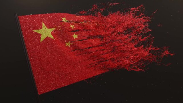 Particle flag animation of China. Republic of China flag animation. Waving flag video of China