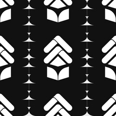 Geometric abstract black and white pattern minimalist symmetrical modern design seamless background with bold shapes.