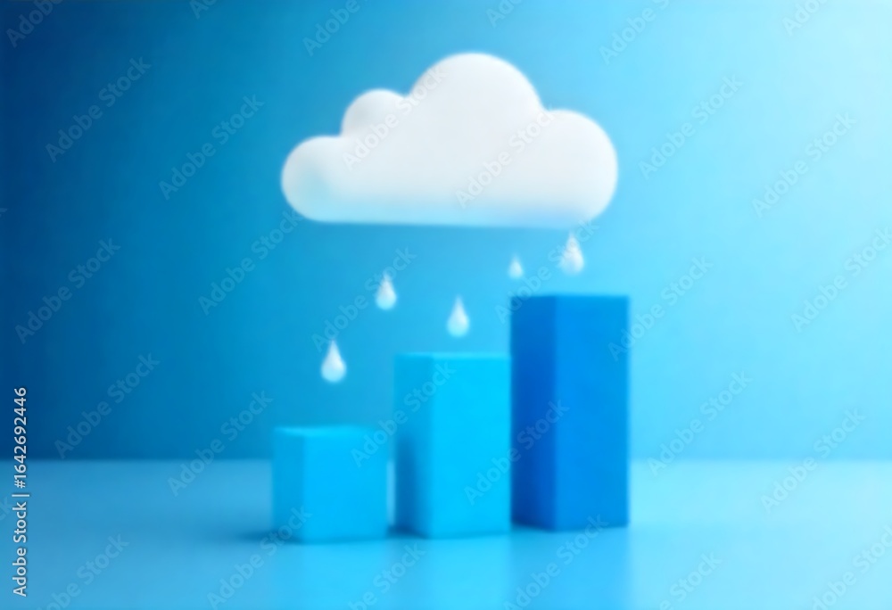 Poster generative ai the weather impacts business analysis and forecasting, cloud icon with rain showing