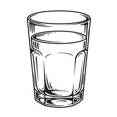 Detailed hand drawn illustration of a glass filled with water or other refreshing drinks