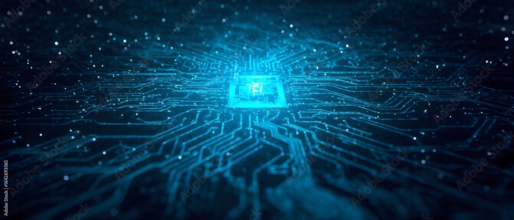 Poster exploring digital evolution microchip technology virtual realm visual art futuristic environment abs