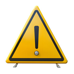 Warning sign icon 3d . alert danger caution symbol safety hazard security exclamation triangle clipping path.isolated on a white background