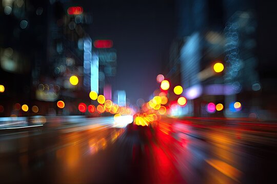 Blurry city lights at night