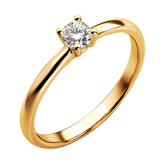 Wedding ring - gold, diamond, isolated on a white background